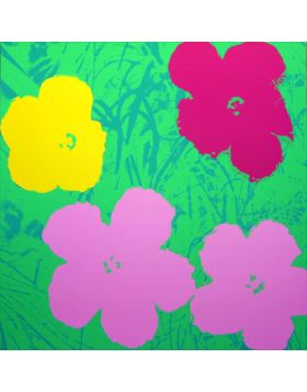 Fleurs - Rose/Jaune sur fond Vert 11.68