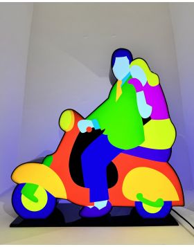 Coppia in Vespa (Sculpture Lumineuse)